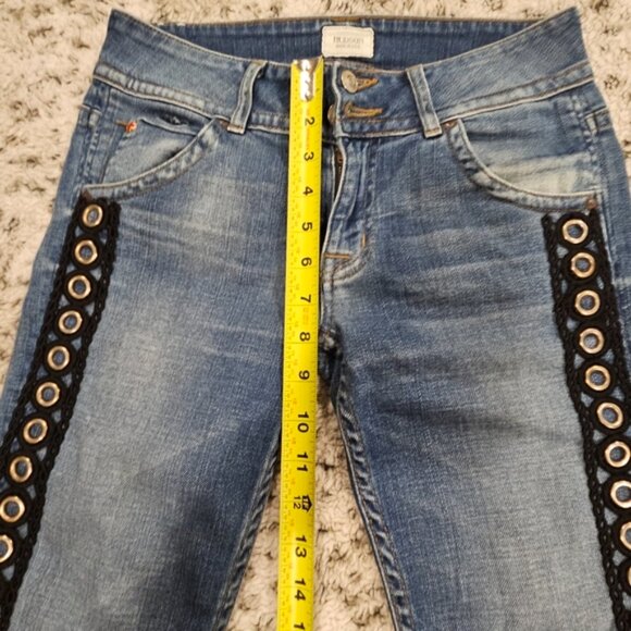 Hudson SZ 25 Low Rise Straight Leg Side Grommet Detail Capri Biker Jeans - Picture 12 of 14